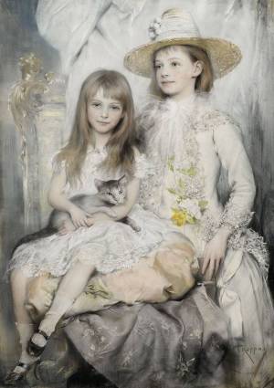 Joszef Arpad Koppay (1857 - 1927) Portrait zweier Mädchen