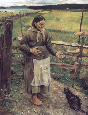 Akseli Gallen-Kallela (1865 - 1931) old woman with a cat