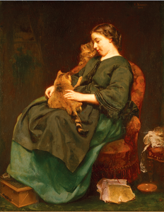 Ludwig Knaus (1829- 1910) Germain painter / die Katzenmutter