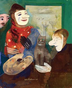 Felix Nussbaum (1904 - 1944) German-Jewish painter/ Mask and cats