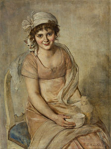 Rudolf Hirth du Frénes (1846 - 1916) Frau mit Kätzchen