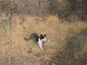 Bruno Liljefors (1869 - 1939) Katze auf Vogeljagd